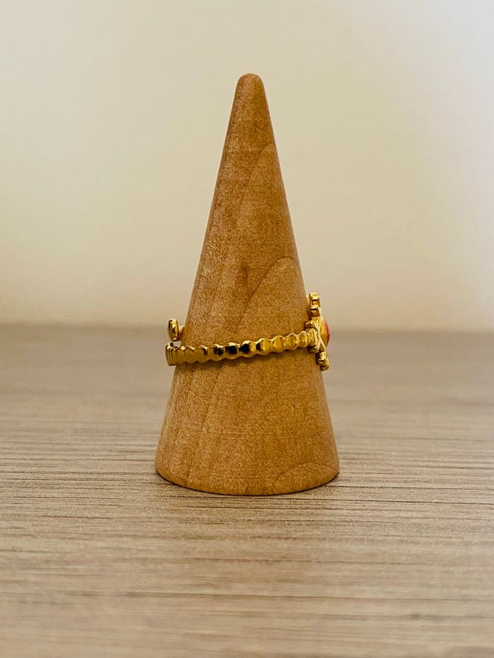 Bague doré ajustable œil rouge acier inoxydable - photo numéro 3