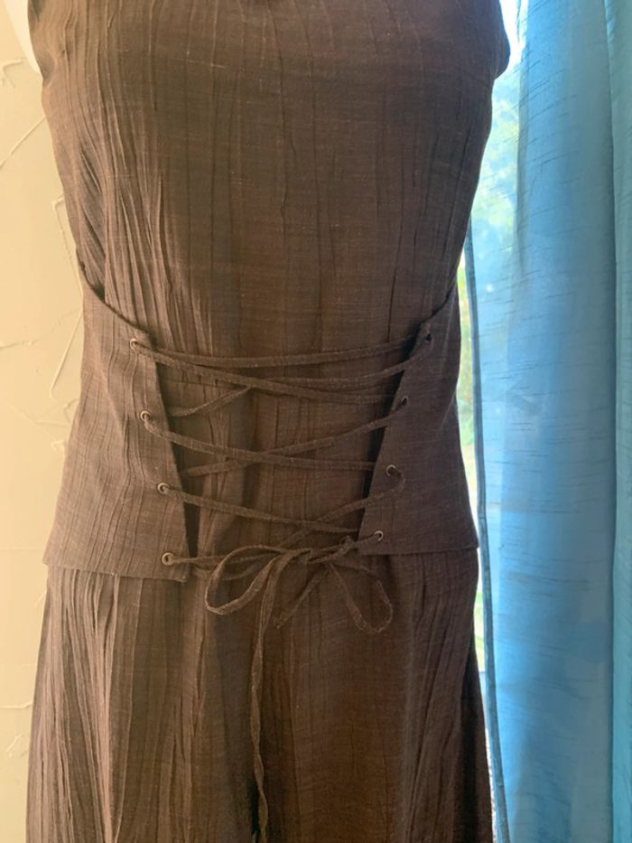 Ensemble 1 2 3 marron tailleur salopette jambes larges +blazer taille 42 - photo numéro 18