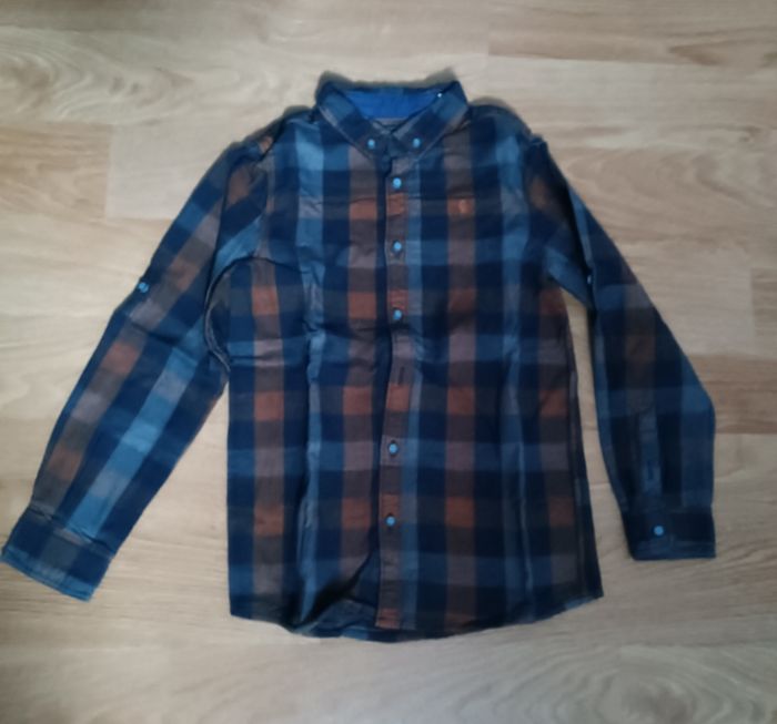 Chemise à carreaux bleu et marron Okaïdi 8 ans