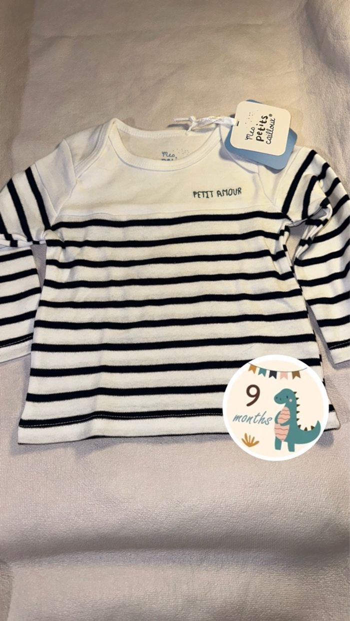 T-shirt bébé manches longues – Taille 9 mois