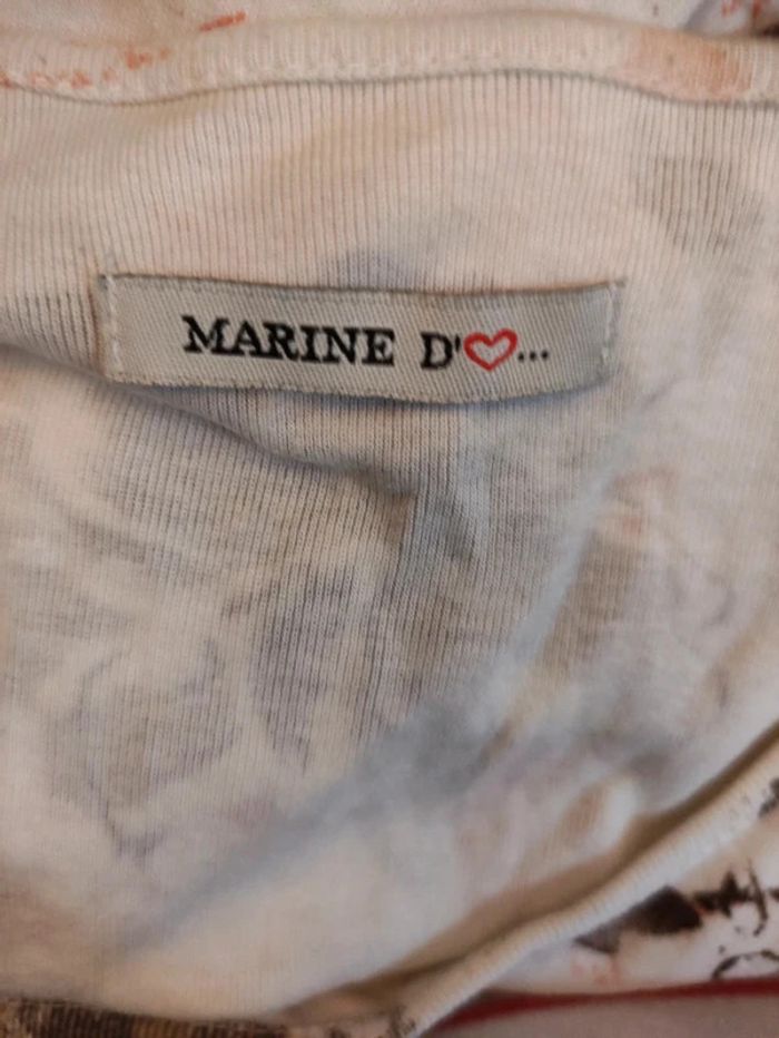 Tee shirt fleuri Marine d'coeur Taille 4 crème imprimé - photo numéro 5