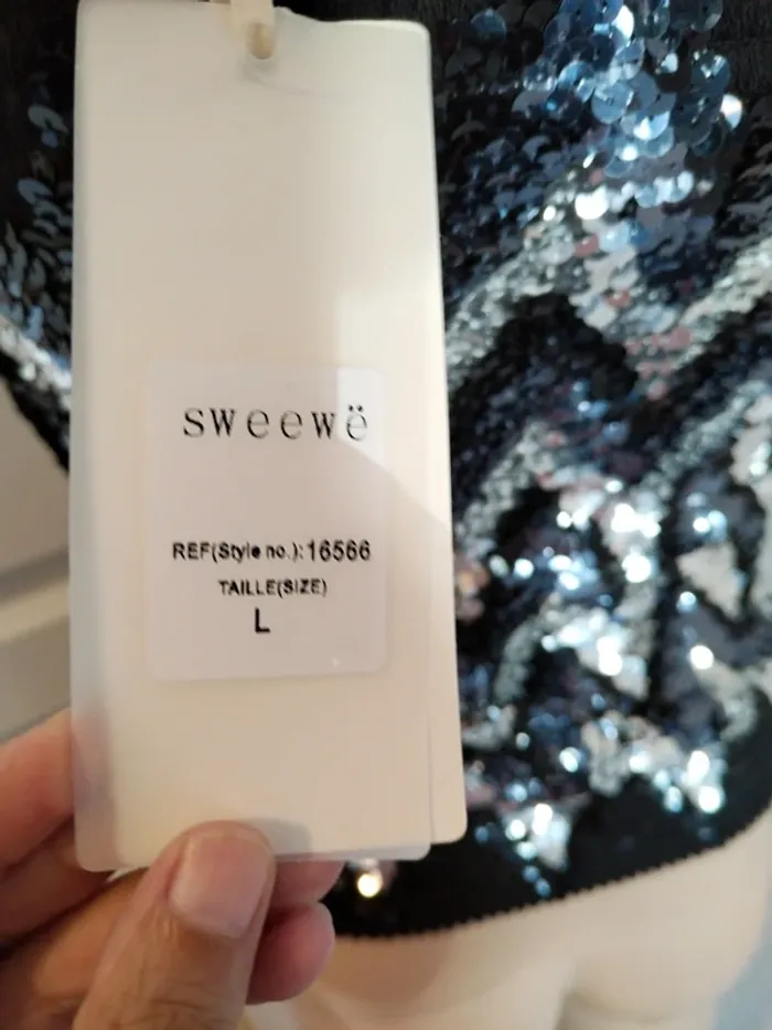 Top à sequins noir et argent Sweewë neuf - photo numéro 4