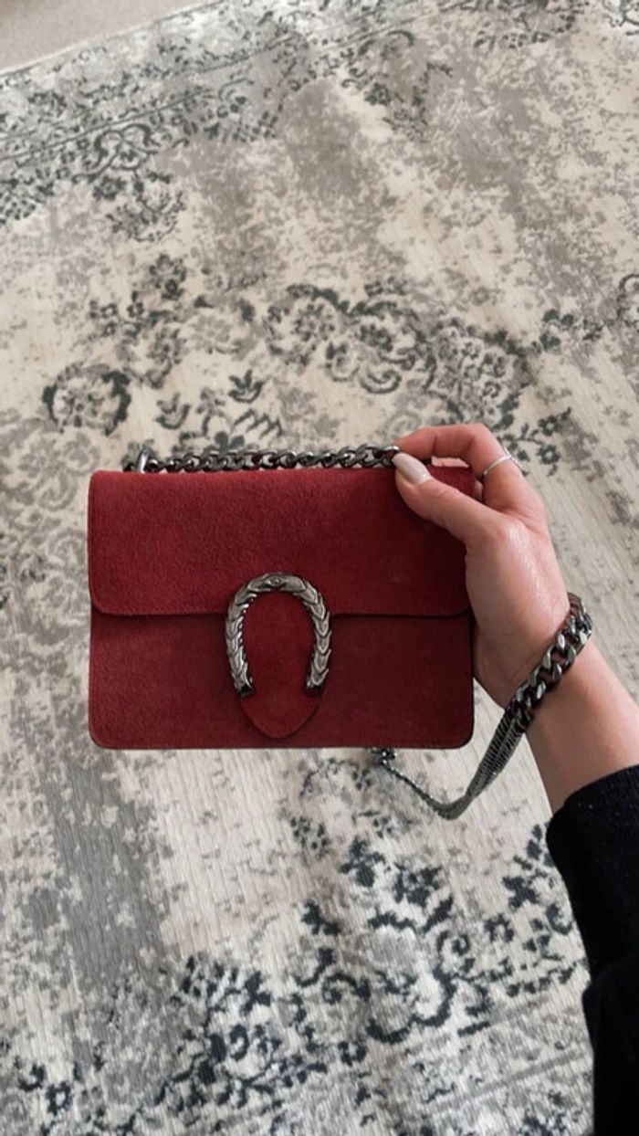 Sac chaîne bordeaux borsa bolsa bag Zak rosso main piel handbag Handtasche Bolso de mano Handtas