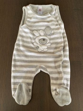 Pyjama velours gris/blanc naissance C&A