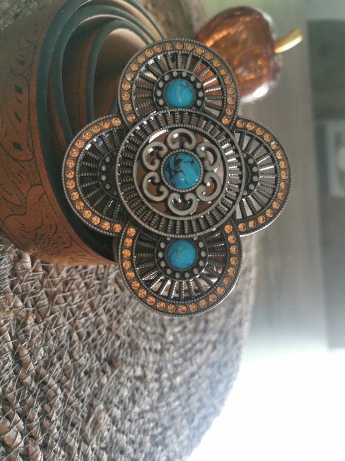 Ceinture style country fleur turquoise - photo numéro 2