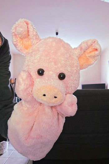 Peluche marionnette rose