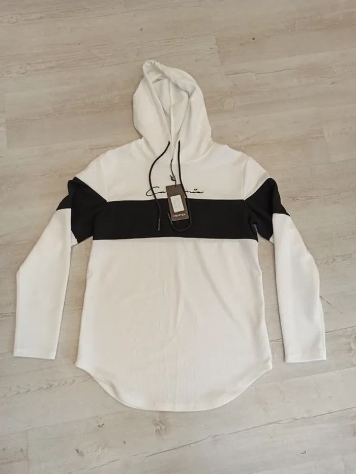 Pull fin manches longues blanc et noir homme xl