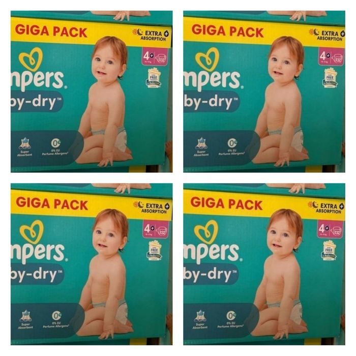 Lot de 528 Couches Pampers Baby Dry 10-15 kg Taille 4+Neuf