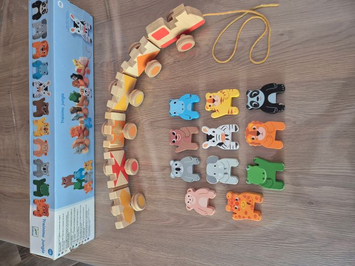 Jouet à tirer éveil ,Train en Bois Trainimo Jungle Djeco 🚂 - photo numéro 7
