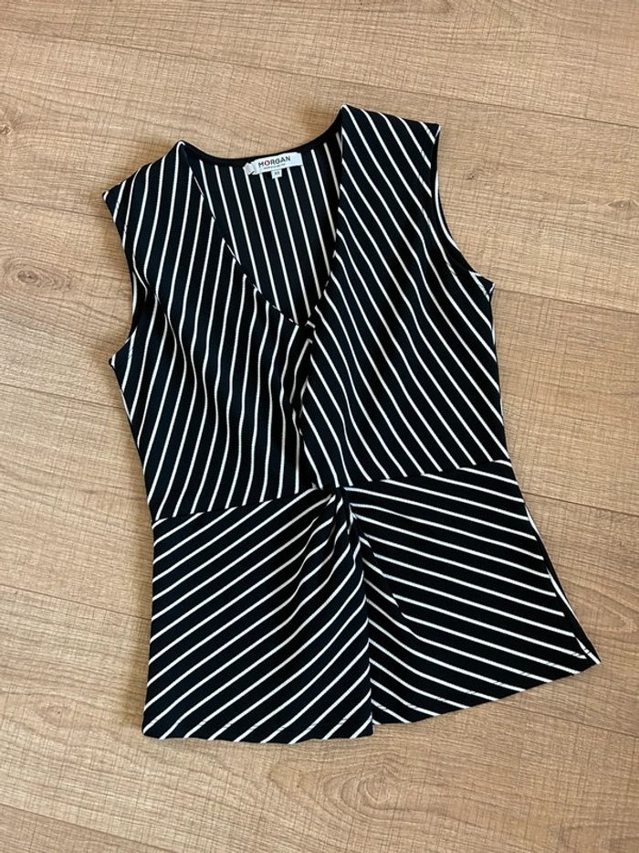 Haut rayé noir et blanc sans manches Morgan taille XS jamais porté - photo numéro 11