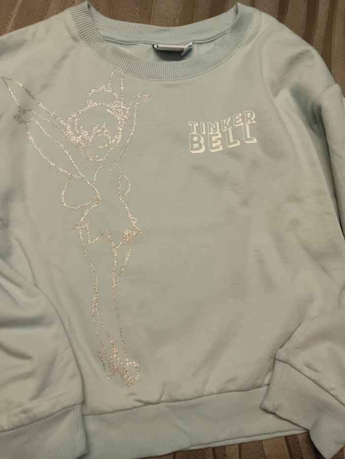 Sweat bleu et argenté Disney la fée clochette 6 ans