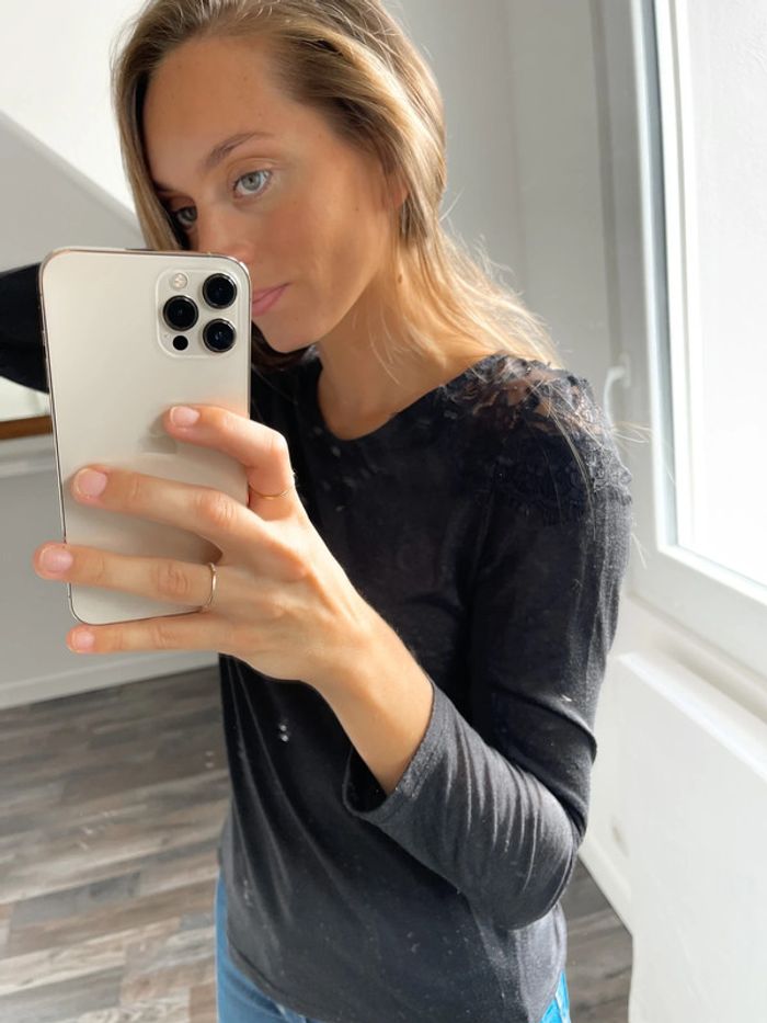 Haut manches longues noir à dentelle Pimkie - photo numéro 4