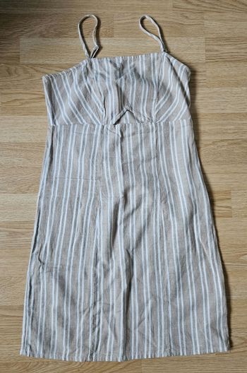 Robe d'été en lin beige rayé kiabi XS