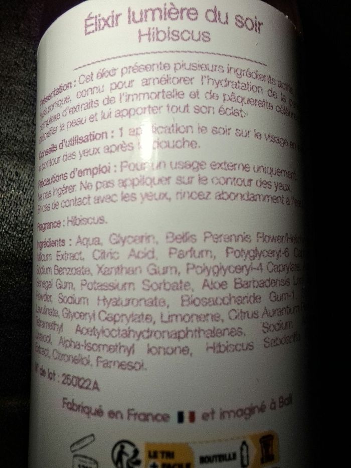 ÉLIXIR LUMIÈRE DU SOIR - PURABALI (Hibiscus & Immortelle) - photo numéro 2