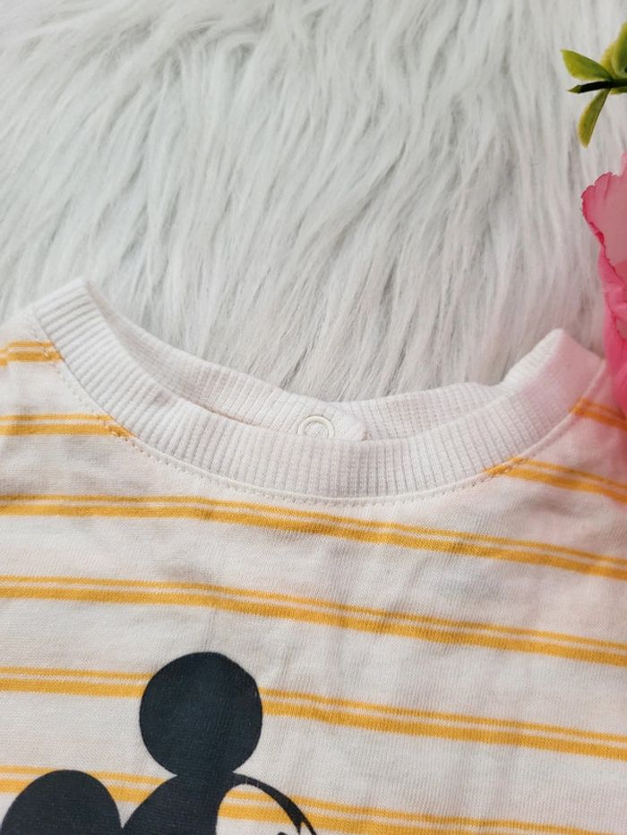T-shirt rayé Mickey 9mois - photo numéro 3