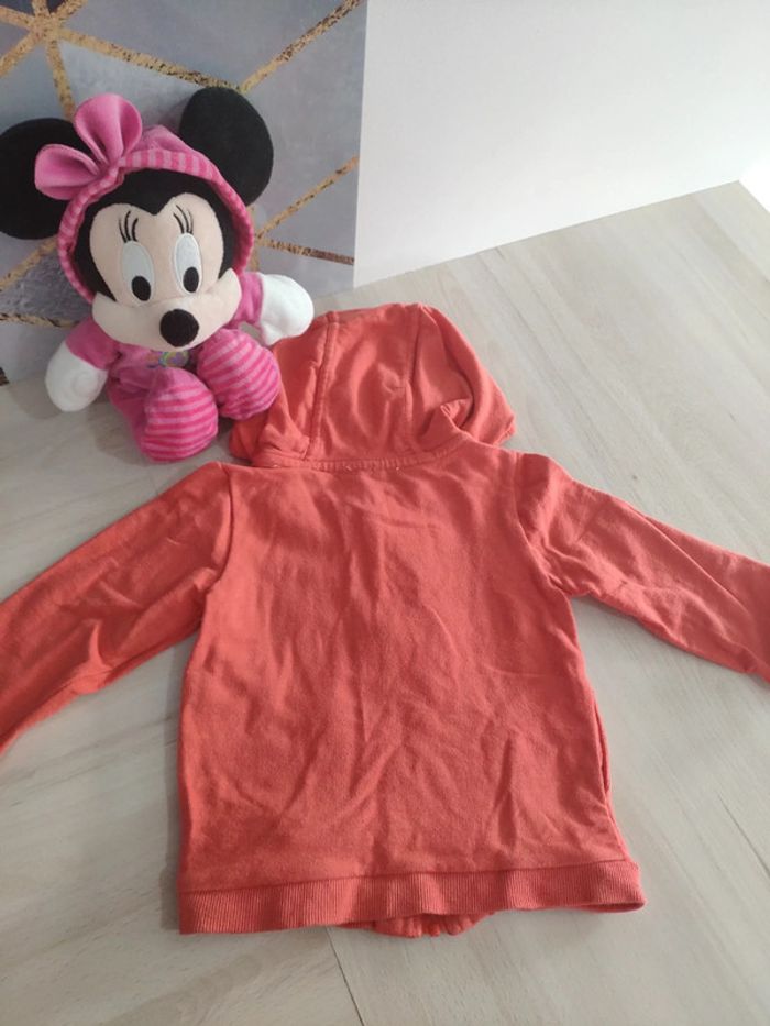 Gilet zippé à capuche orange Orchestra 12 mois mixte - photo numéro 3