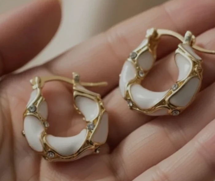 Créoles 20 mm marbrées plaquées or