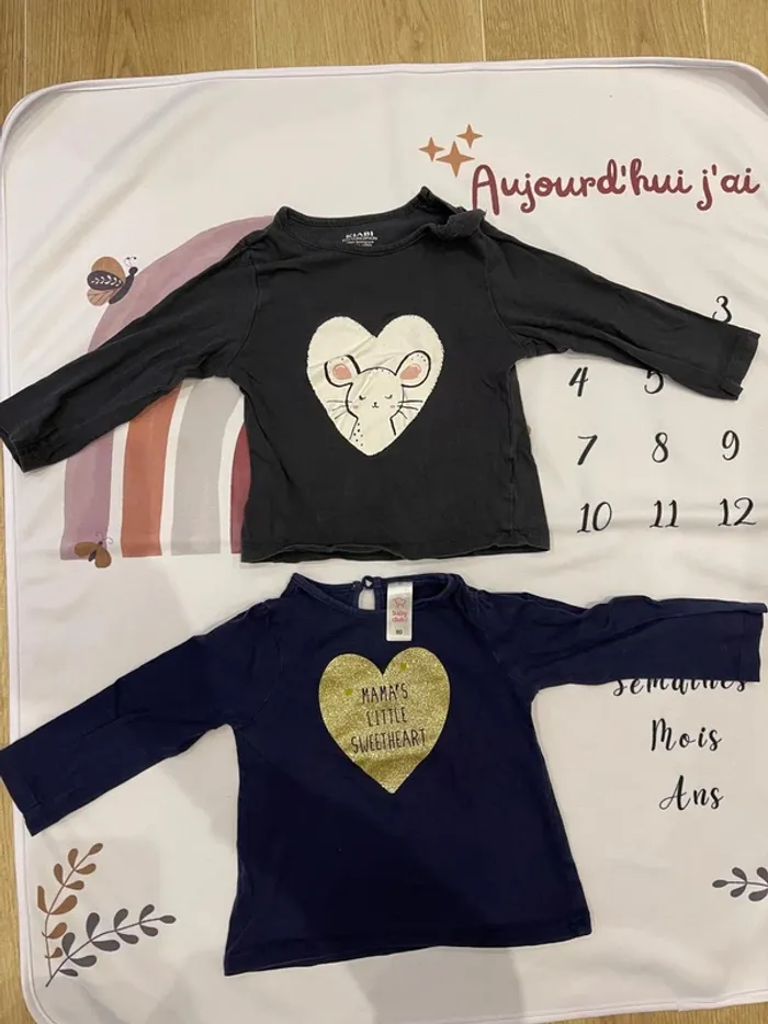 Lot de 2 t-shirts bébé fille – 18 mois