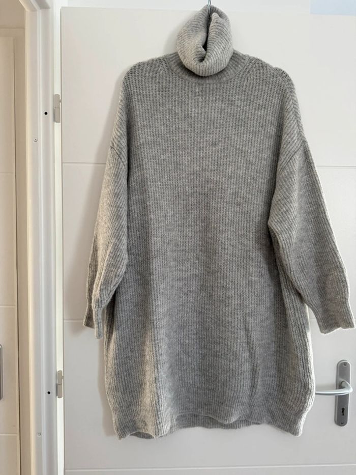 Robe pull longue gris col Vestito Vestido maille oversize Kleid dress jurk jumpsuit vestir preto - photo numéro 6