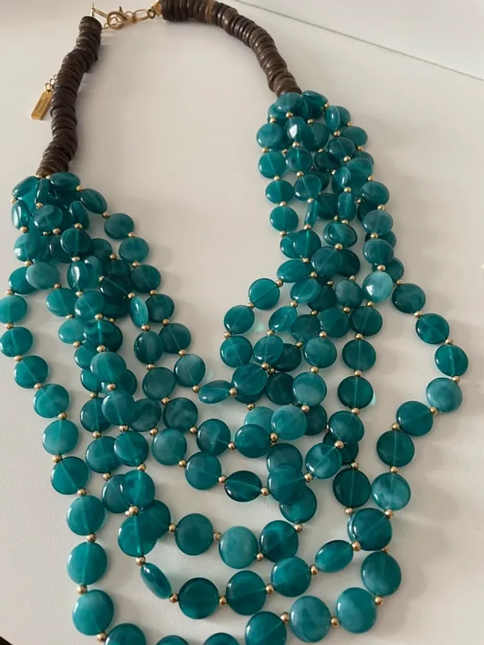 Collier Week-end MaxMara perles turquoise multi-rangs - photo numéro 5