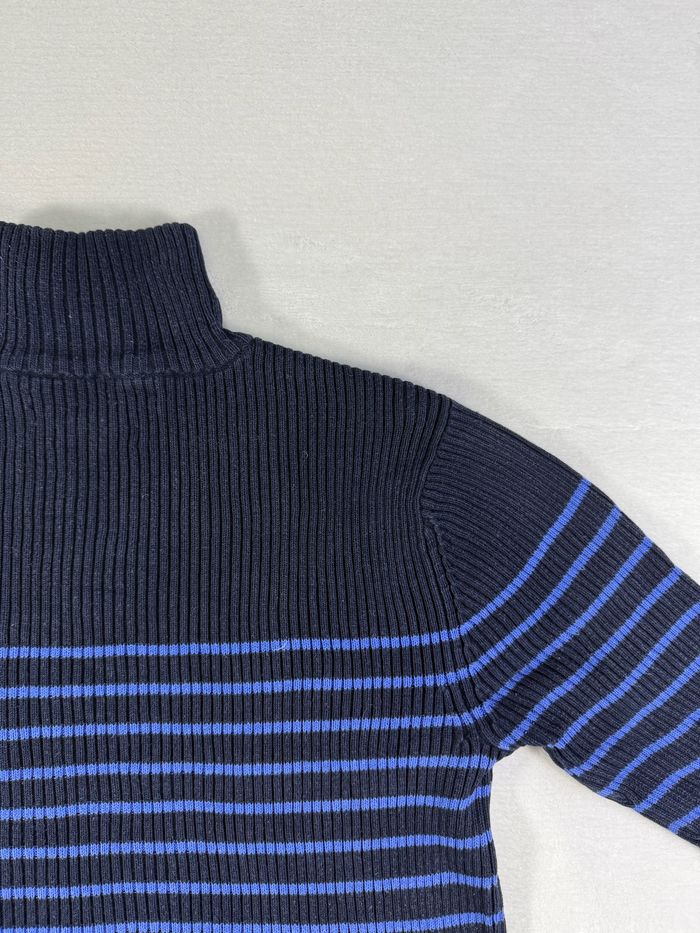 Pull Tommy Hilfiger noir & bleu rayé taille M pour femme col montant parfait état - photo numéro 6