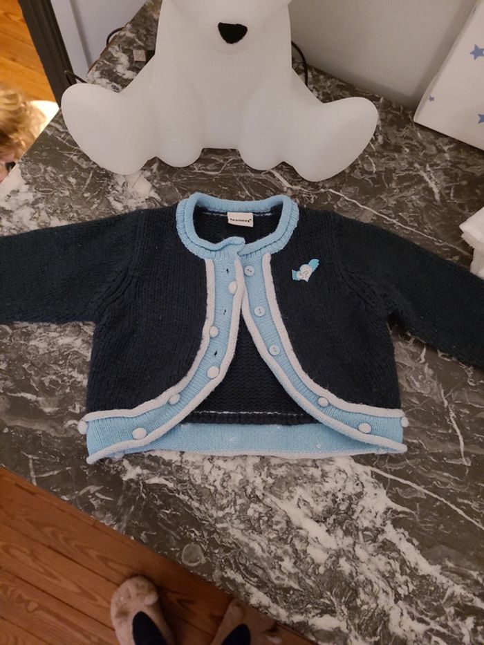 Gilet 3 pommes bleu t.9 mois 71 cm - photo numéro 2