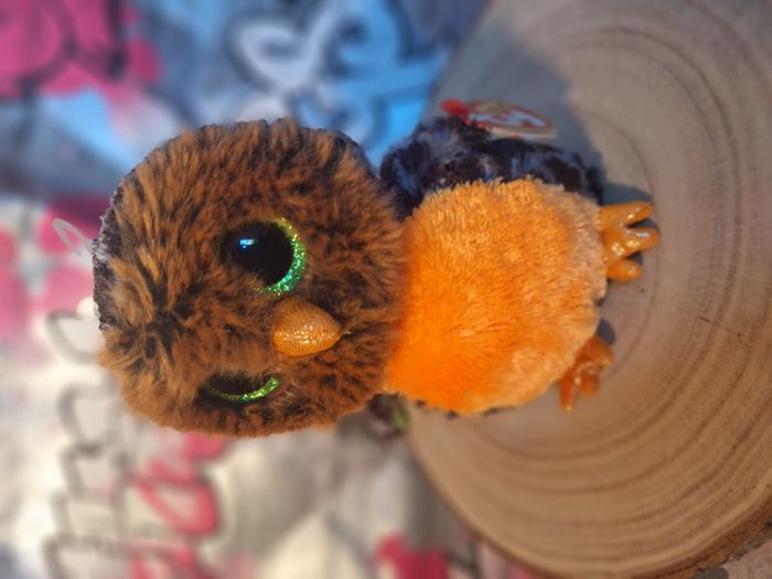 Peluche de collection Ty Beanie Midnight the Orange et Green Owl - photo numéro 7