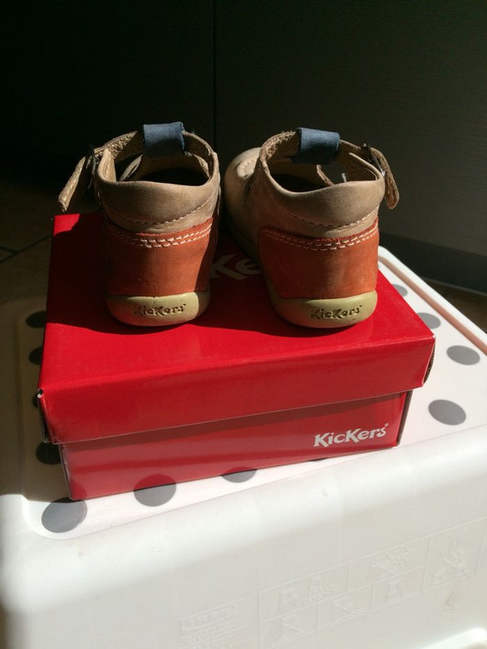 Chaussure Kickers bonbeck T24 beige bleu orange - photo numéro 4