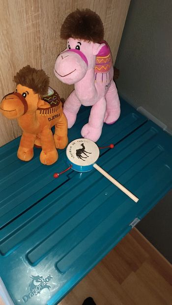 Lot de 2 chameaux et un jouet