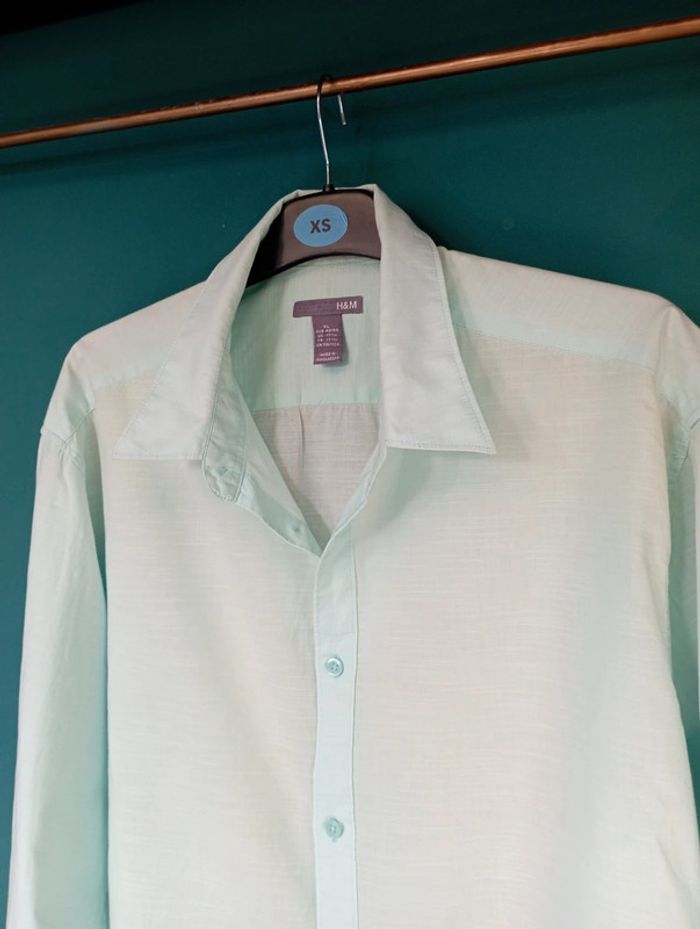 Chemise homme coton turquoise clair - photo numéro 2