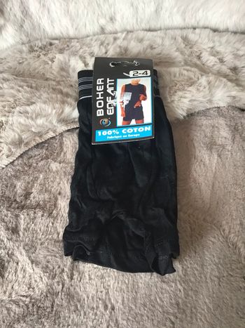 Boxer enfant taille 2/4 ans 100% coton noir et blanc (0224)