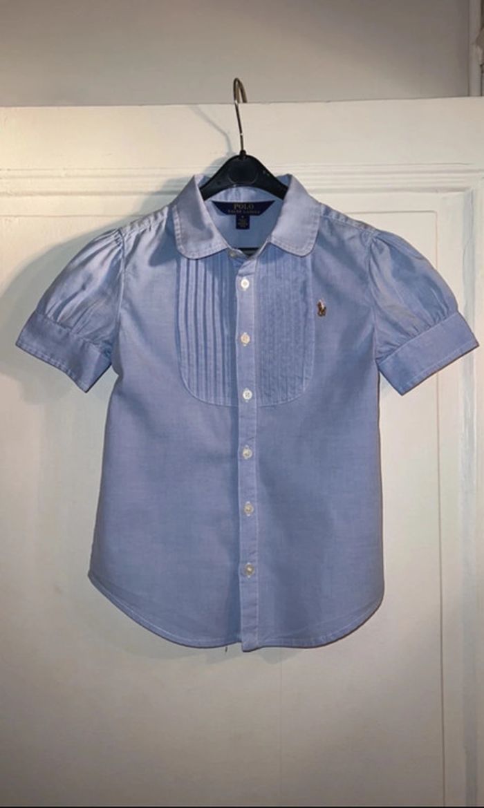 Chemise bleu ciel manches courtes col claudine 6 ans - Ralph Lauren - photo numéro 4