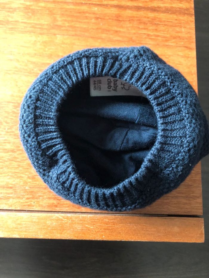 Bonnet bébé bleu marine 0-3 mois (petit) - photo numéro 4