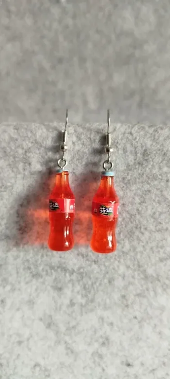 🍄 Boucles d’oreilles ▪ petite bouteille de soda rouge fantaisie