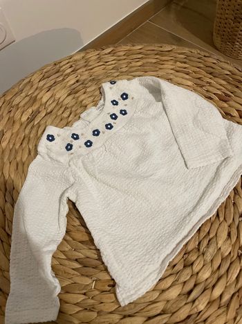 Chemisier blanc fleur 18 mois