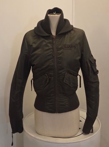 Blouson bomber KAPORAL femme T.M (38/40) – Kaki Rock & Roll – Broderies dos – Très bon état !