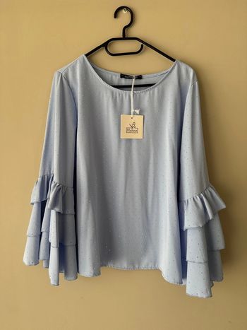 👕🌞Haut à strass bleu ciel clair été  - neuf avec étiquette- melitea - taille unique