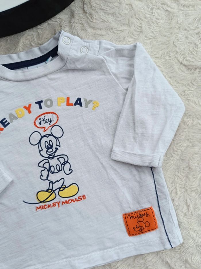 Tee shirt chemise manches longues Garçon 6 mois Mickey ready to play Disney Baby 100% coton - photo numéro 4