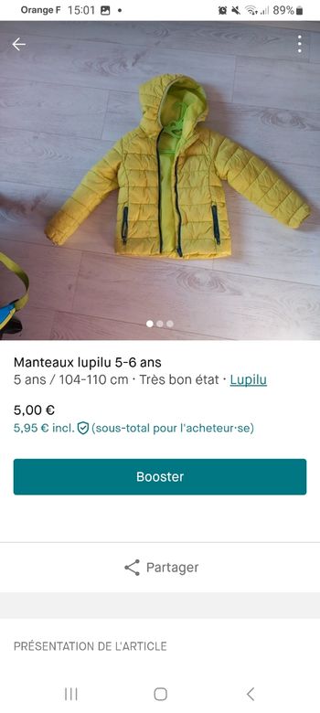 Manteau 5-6 ans