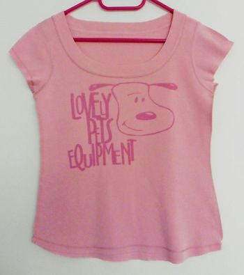 T shirt rose imprime chien. Lovely pets equipment. Coton. Taille 38