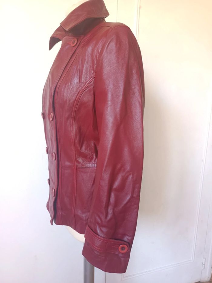 veste perfecto en cuir Cuir femme rouge Bordeau marque finzi Neuf - photo numéro 16