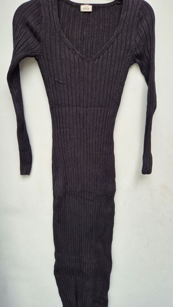 Robe longue noire en laine