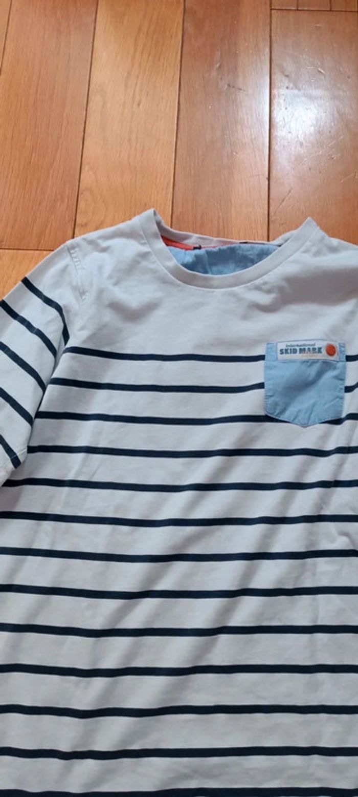 T-shirt manches longues marinière bleu marine et blanc 10 ans - photo numéro 2