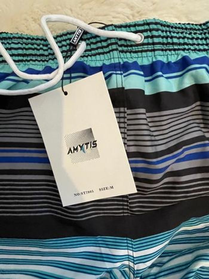 Short de bain/sport rayé bleu taille M Amytis - photo numéro 3