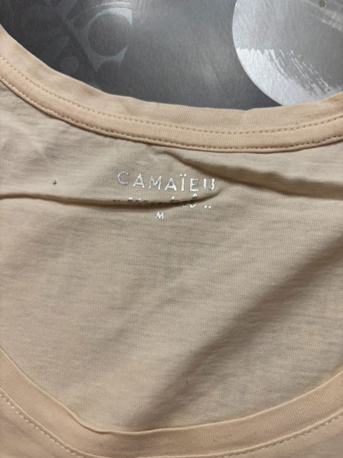 Tee shirt beige Camaïeu Taille M - photo numéro 3