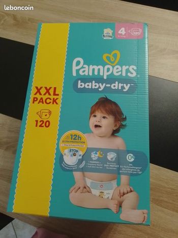 Pack XXL pampers baby dry taille 4 - 120 couches