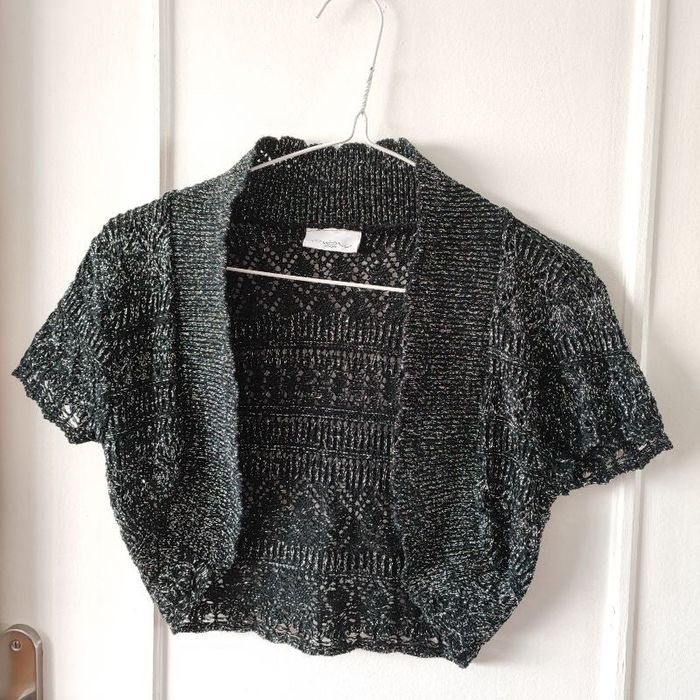 Veste courte, boléro argenté, cardigan dessous de robe