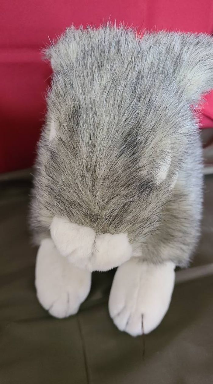 peluche lapin gris blanc eluz - photo numéro 3