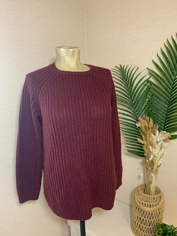 Pull en maille bordeaux femme