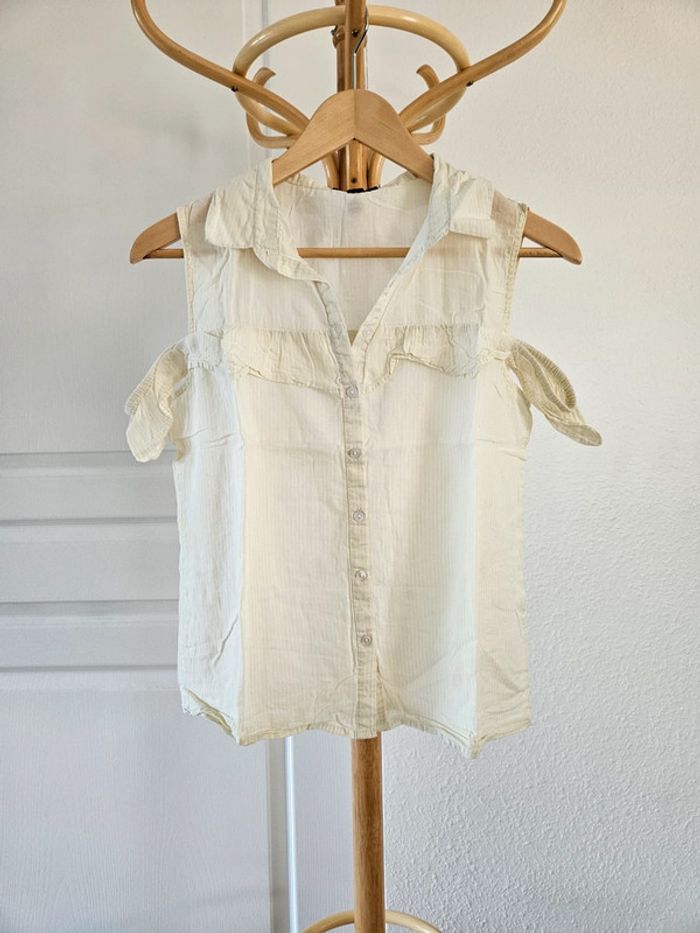 Blouse chemise jaune clair épaules dénudées taille 36 Jennyfer